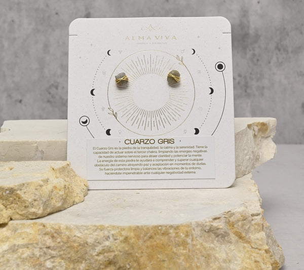 Cuarzo Gris - Zarcillos Enmarañados
